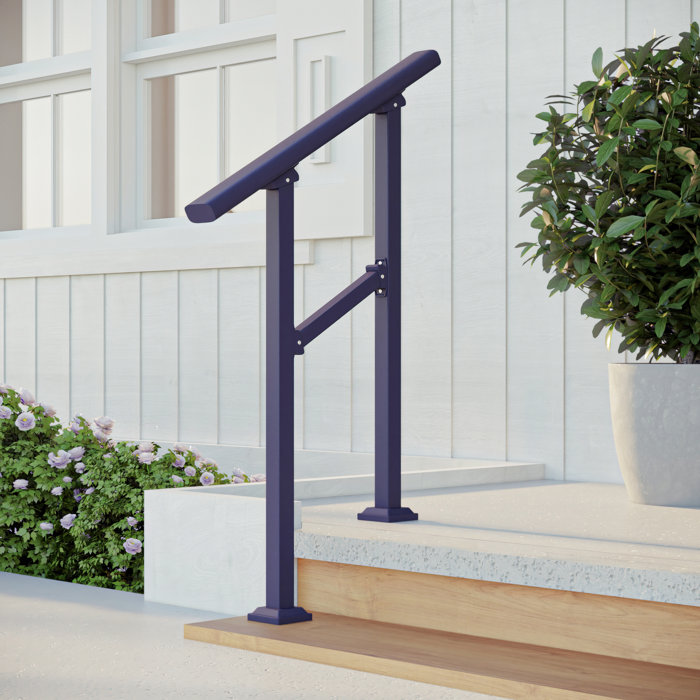 CR Home Outdoor Hand Rails For Steps, Black Wrought Iron Handrail (12